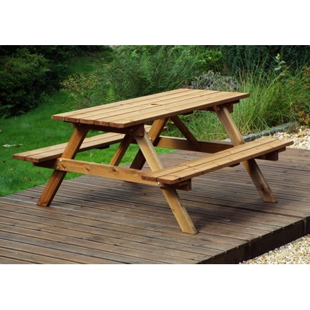 Charles Taylor Wooden Garden 6 Seater Picnic Table Gold