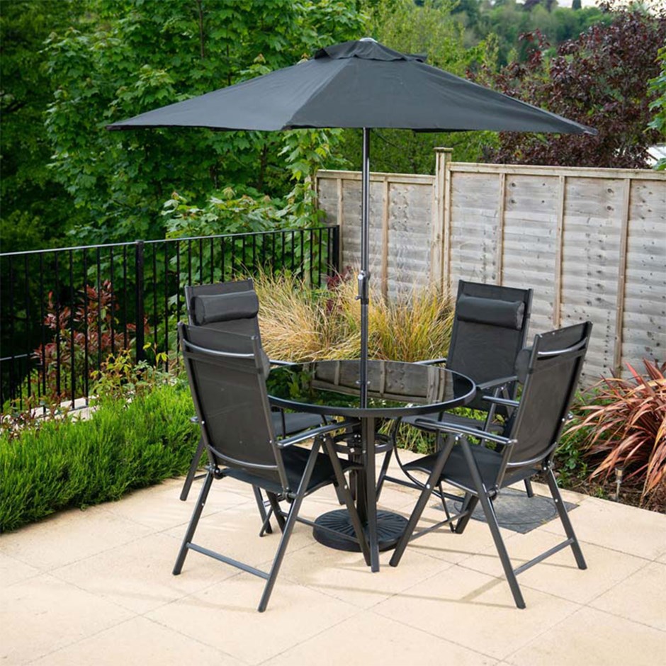 Kennet Black Reclining Polytex Dining Set