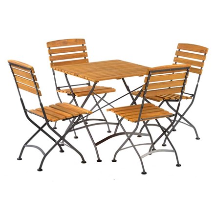 Newark Folding 75cm Square Bistro Side Chair Outdoor Dining Set