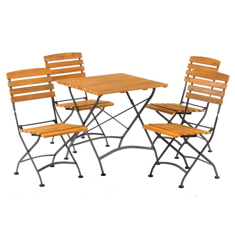 Newark Folding 75cm Square Bistro Side Chair Outdoor Dining Set
