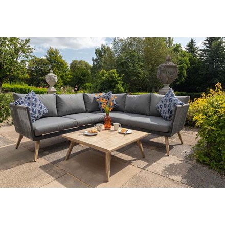 Lifestyle Rattan Rope Detail 5 Seater Garden Corner Sofa Set w/ Coffee Table | Primrose Living