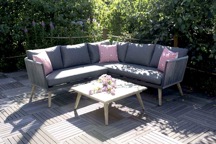 Lifestyle Rattan Rope Detail Corner Sofa Set w/ Coffee Table | Primrose Living