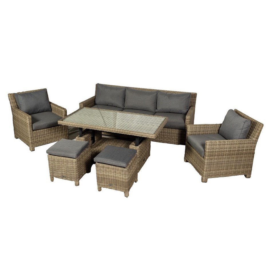 Wentworth Rattan Dining Sofa Set With Adjustable Table