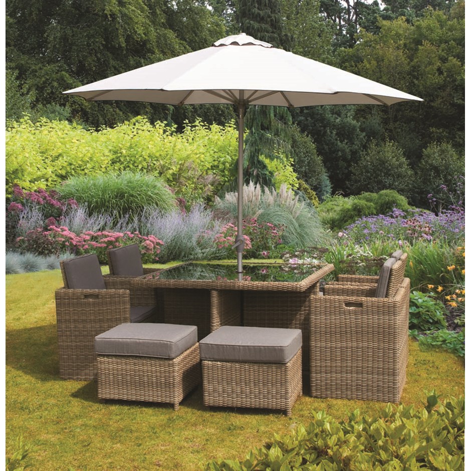 125cm Wentworth 8 Seater Rattan Cube Dining Set