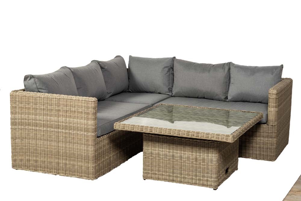 Wentworth 4 Piece Corner Rattan Lounging Set With Adjustable Table
