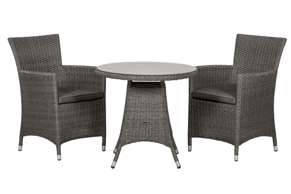 Paris Rattan Bistro Set | 70cm Round Table With 2 Carver Chairs