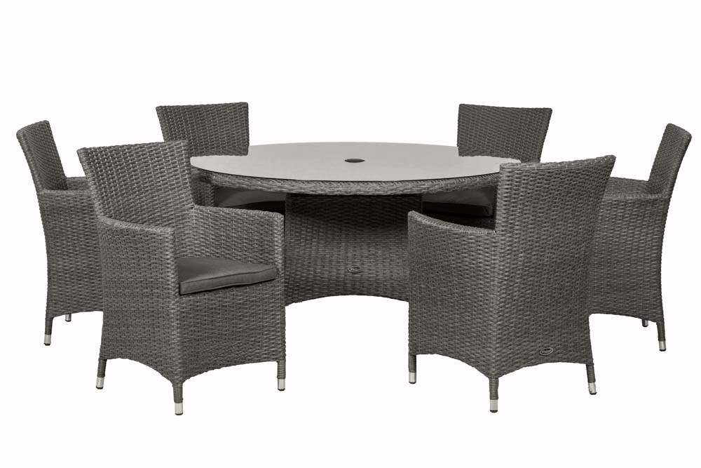 Paris 6 Seater Rattan Dining Set | 140cm Table with 6 Carvers Chairs