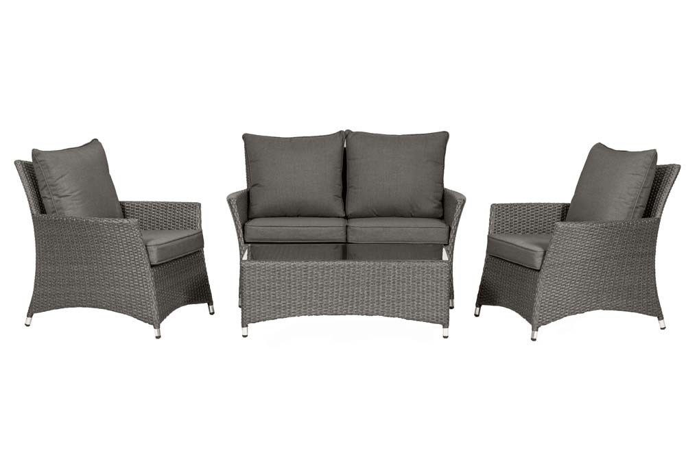Paris Deluxe 4 Piece Rattan Lounging Set With Coffee Table