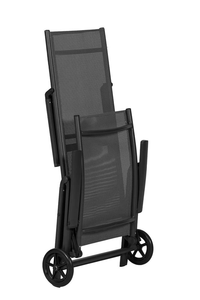 Sorrento Metal Wheeled Sun Lounger In Black
