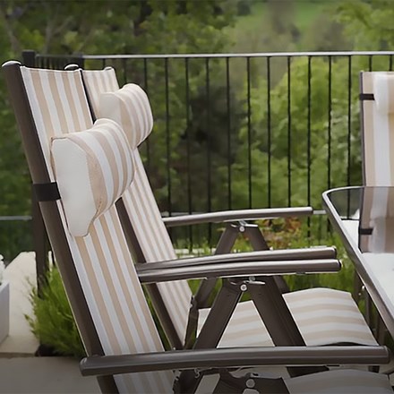 Kennet Set Of 6 Reclining Dining Chairs In Beige & White Stripe By Hectare®