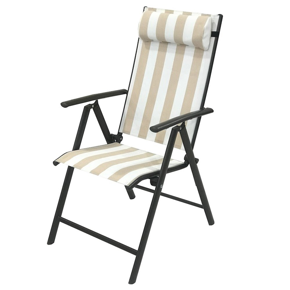 Kennet Set Of 6 Reclining Dining Chairs In Beige & White Stripe By Hectare®