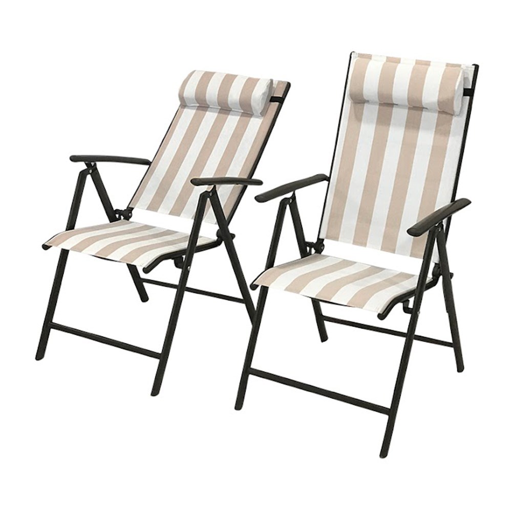 Kennet Set Of 6 Reclining Dining Chairs In Beige & White Stripe By Hectare®