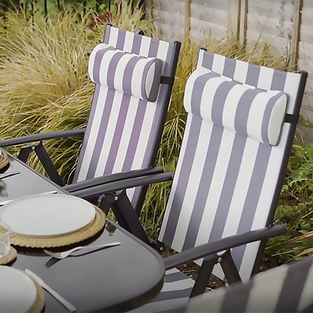 Kennet Set Of 6 Reclining Dining Chairs In Navy & White Stripe By Hectare®