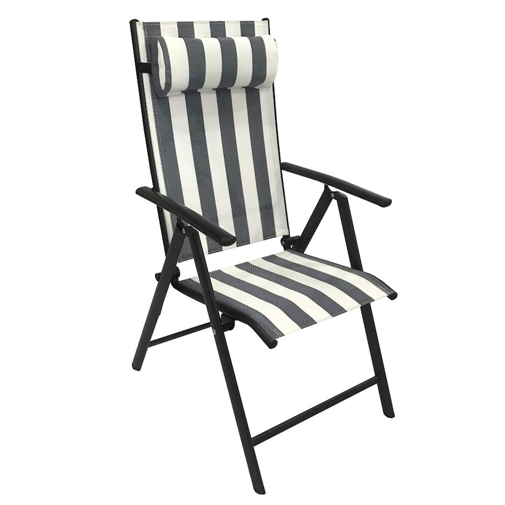 Kennet Set Of 6 Reclining Dining Chairs In Navy & White Stripe By Hectare®