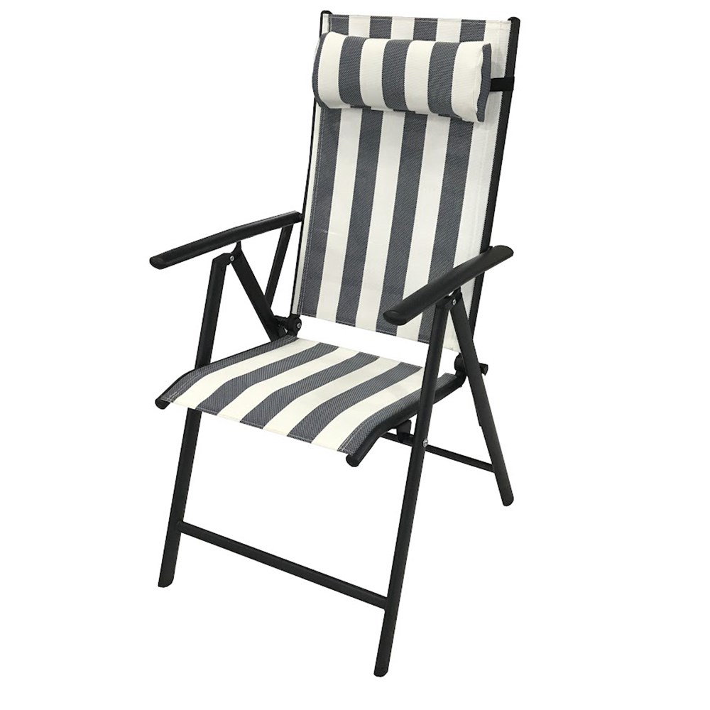 Kennet Set Of 6 Reclining Dining Chairs In Navy & White Stripe By Hectare®