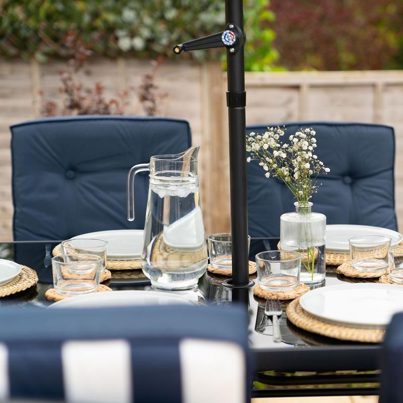 Hadleigh 6 Seater Garden Dining Furniture Set In Navy By Hectare®