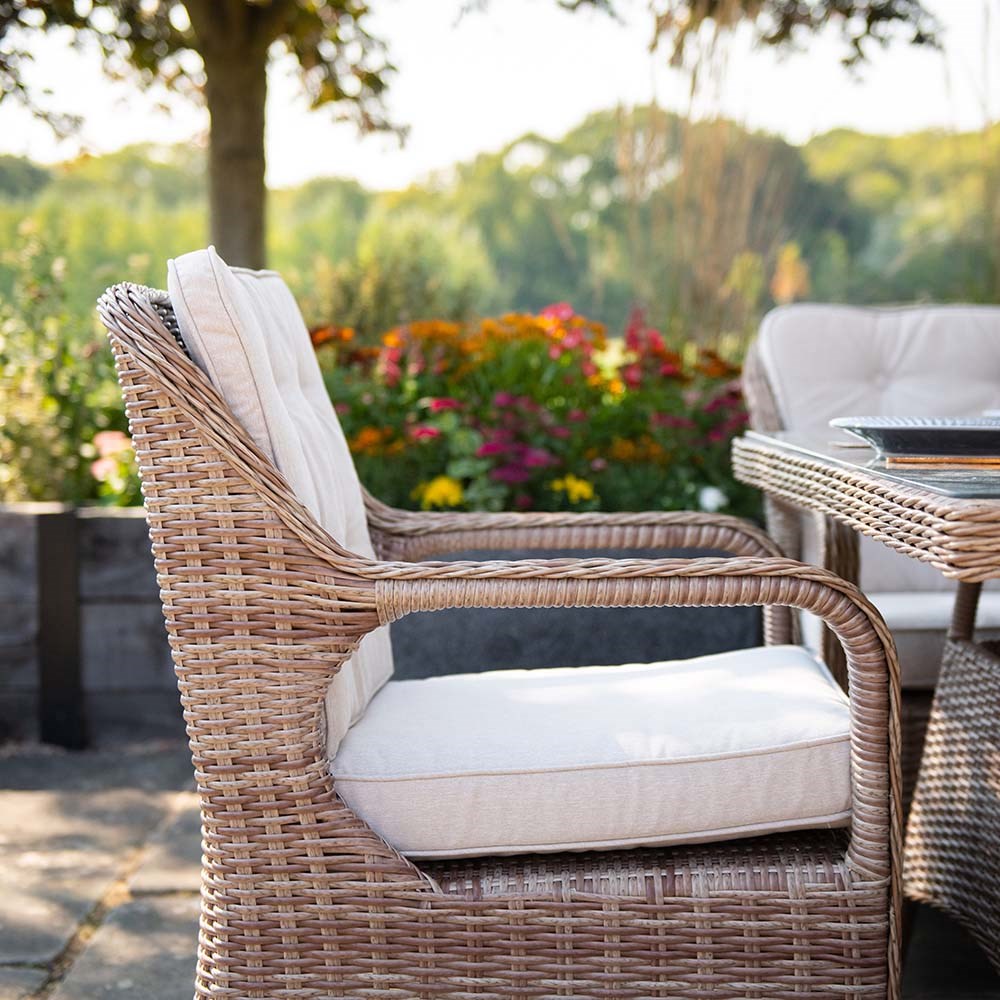 Luxury Rattan 6 Seater Circular Garden Dining Set by Primrose Living