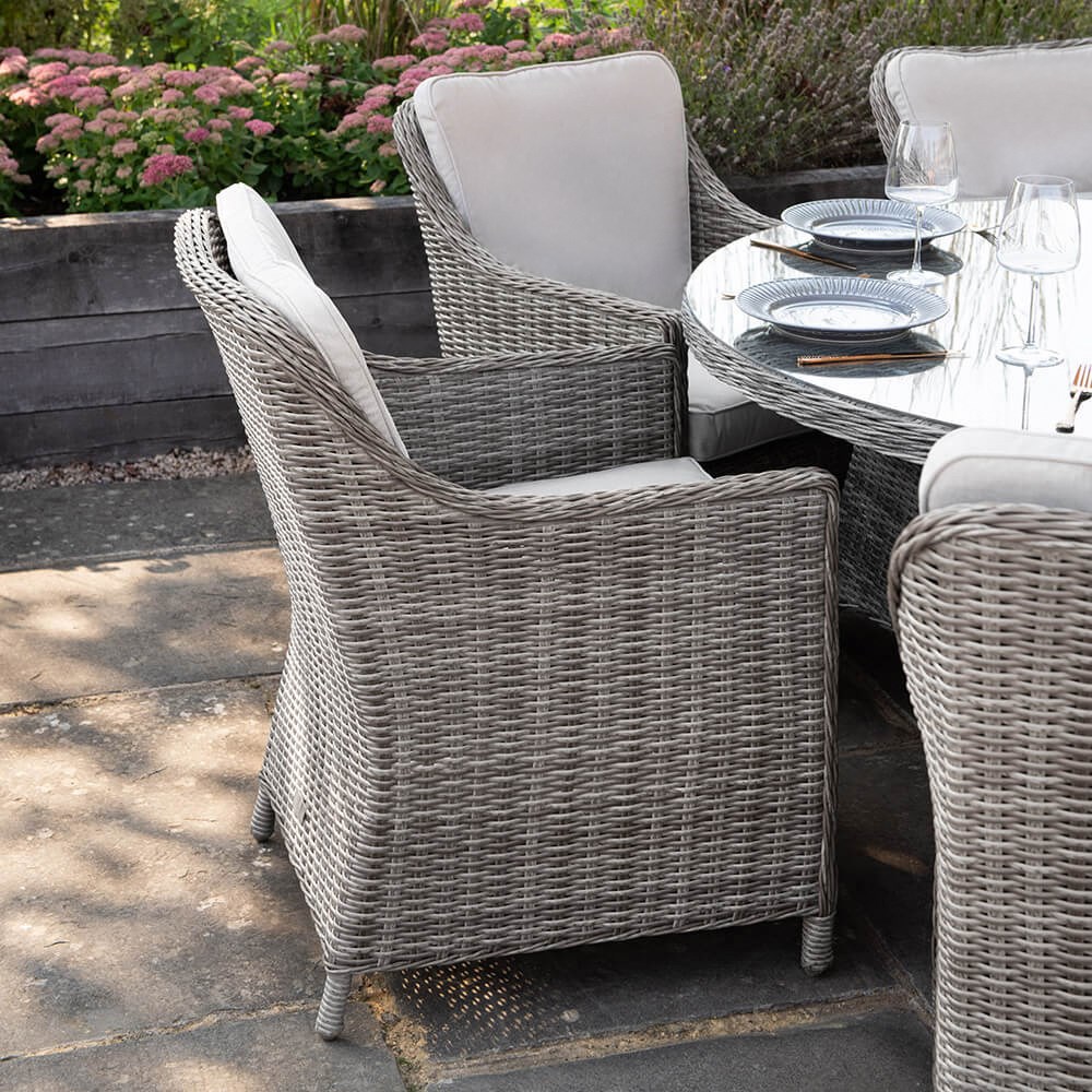 Luxury Rattan 8 Seater Oval Dining Set in Stone | Primrose Living