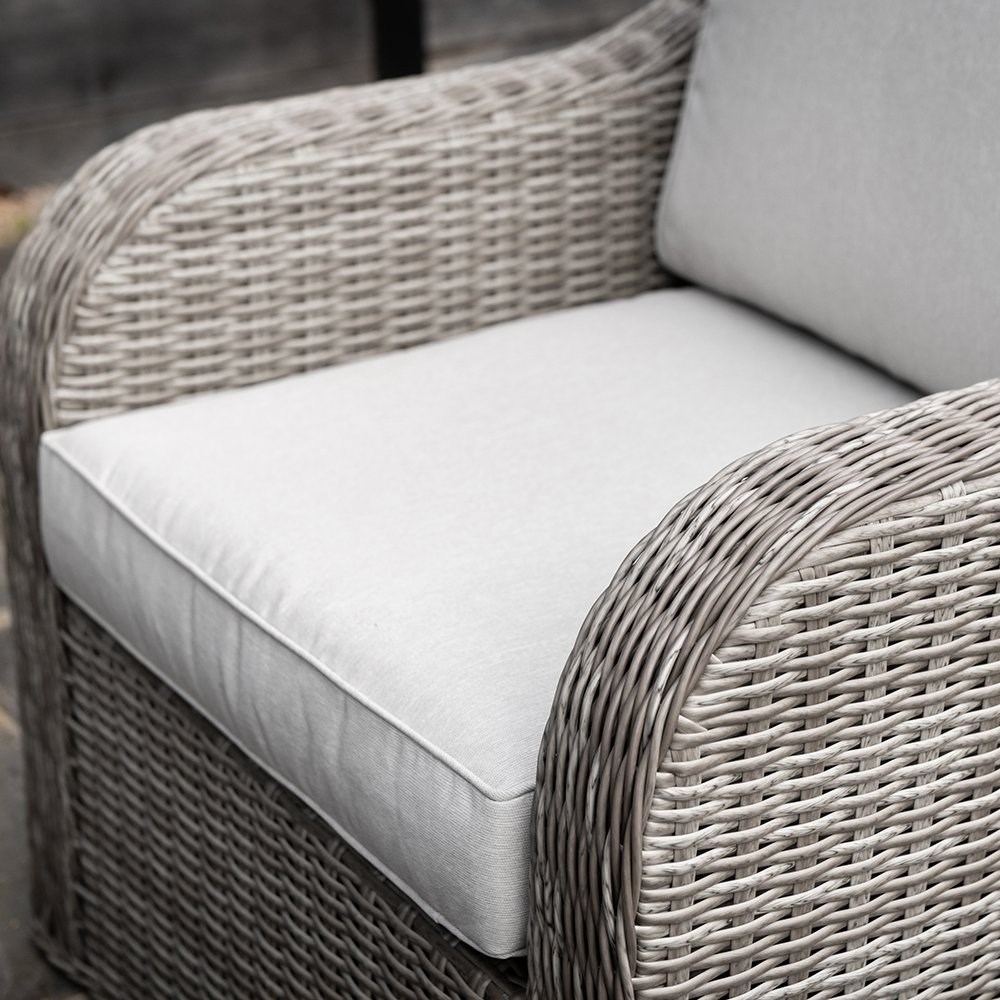 Luxury Rattan Modular Sofa Set w/ Rectangular Rising Table & Parasol in Stone