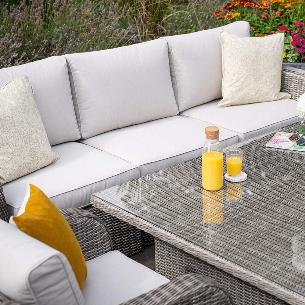 Luxury Rattan Modular Sofa Set w/ Rising Table & Parasol in Stone