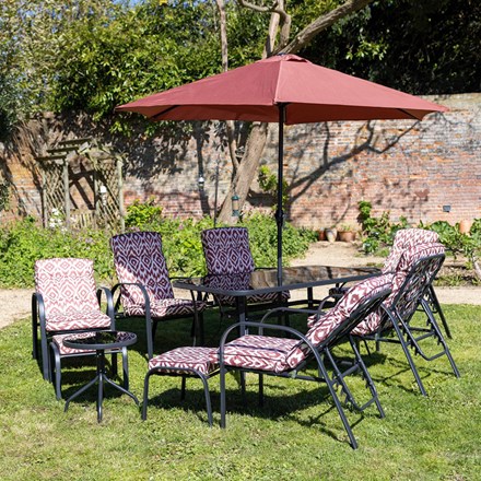 Hadleigh Reclining Garden Dining And Leisure Furniture Set In Wine By Hectare®
