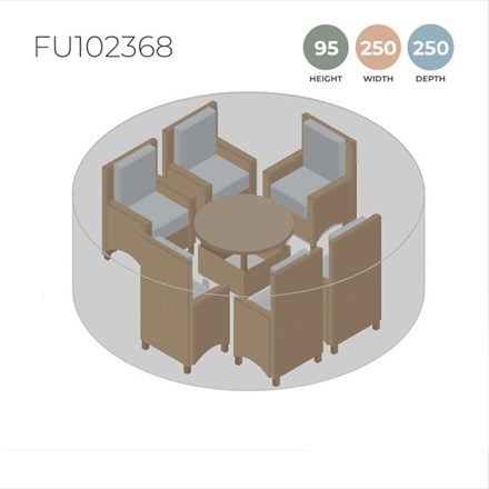 Medium Black Round Dining Set Cover - 250 x 95cm
