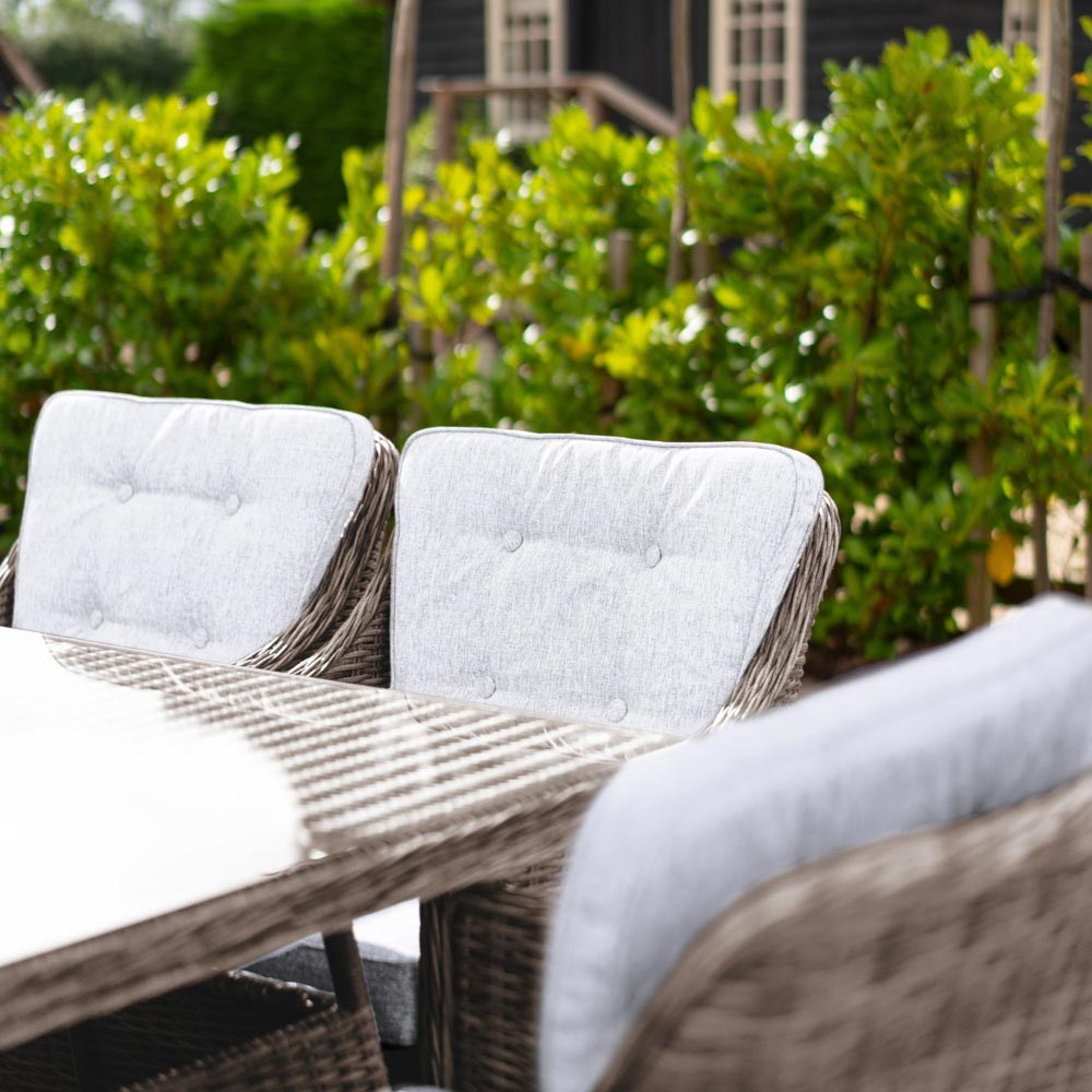 Luxury Rattan 6 Seater Rectangular Dining Set in Natural | Primrose Living
