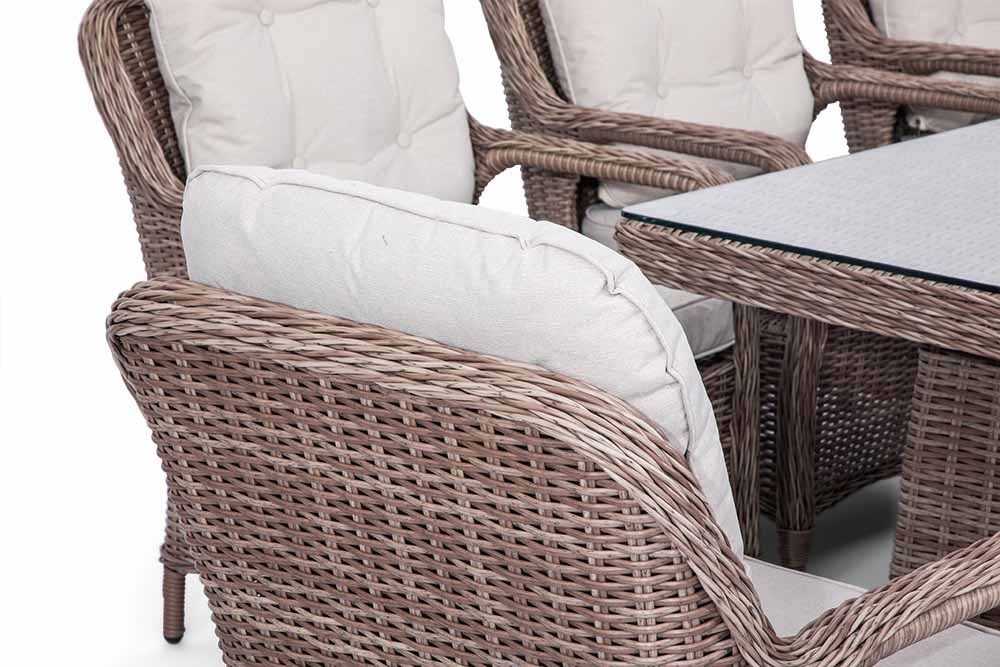 Luxury Rattan 8 Seater Rectangular Fire Pit Garden Dining Set by Primrose Living