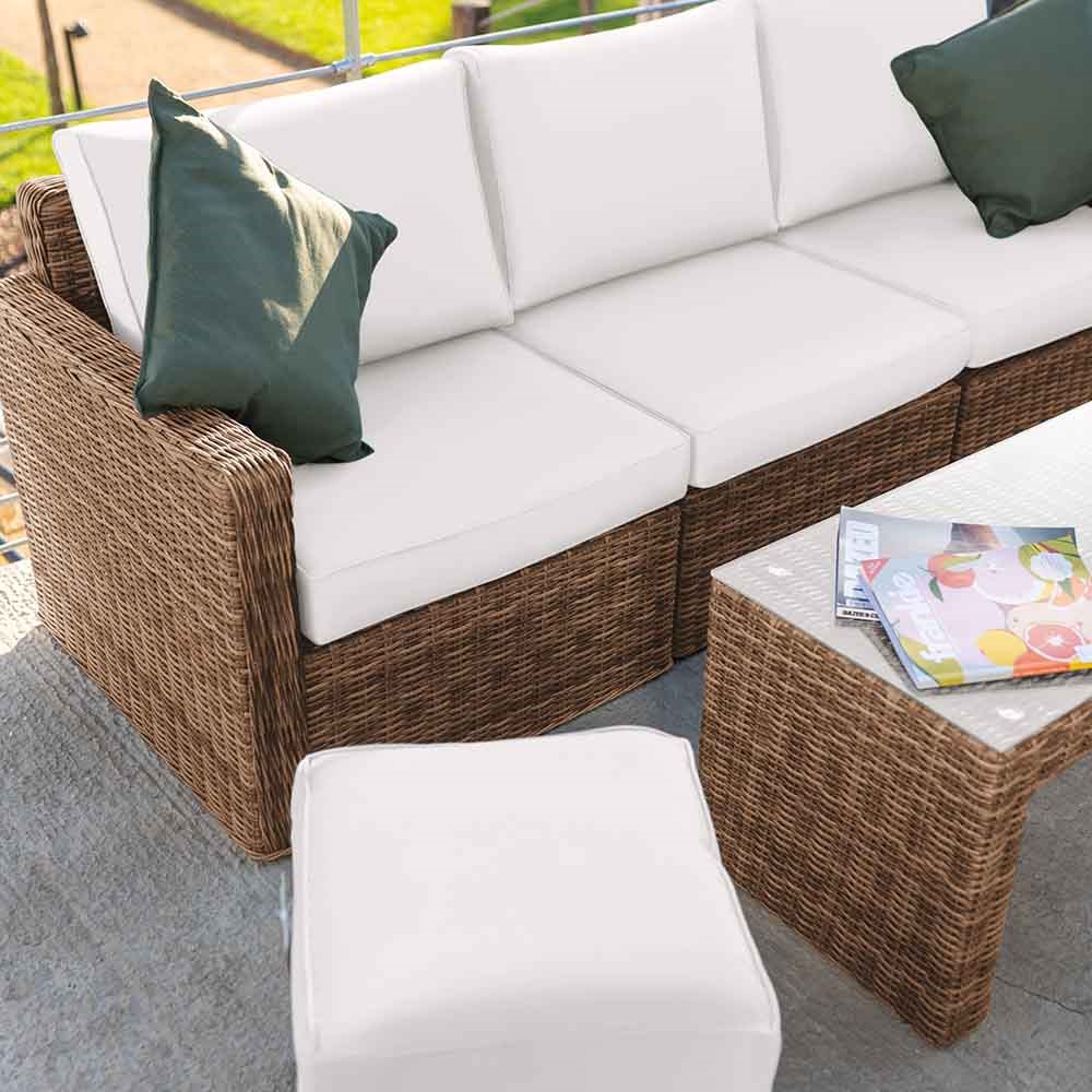 Luxury Rattan 5 Seater Sofa Set with Coffee Table in Natural | Primrose Living