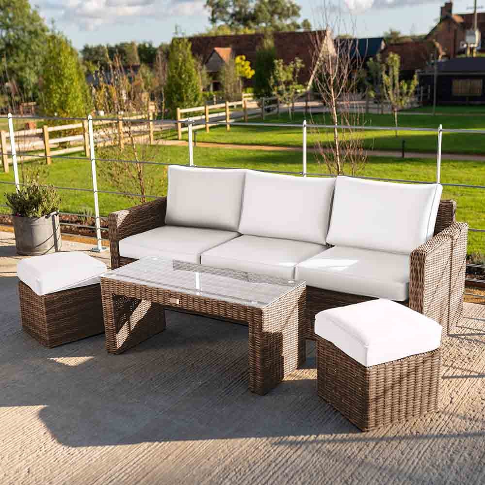 Luxury Rattan 5 Seater Sofa Set with Coffee Table in Natural | Primrose Living