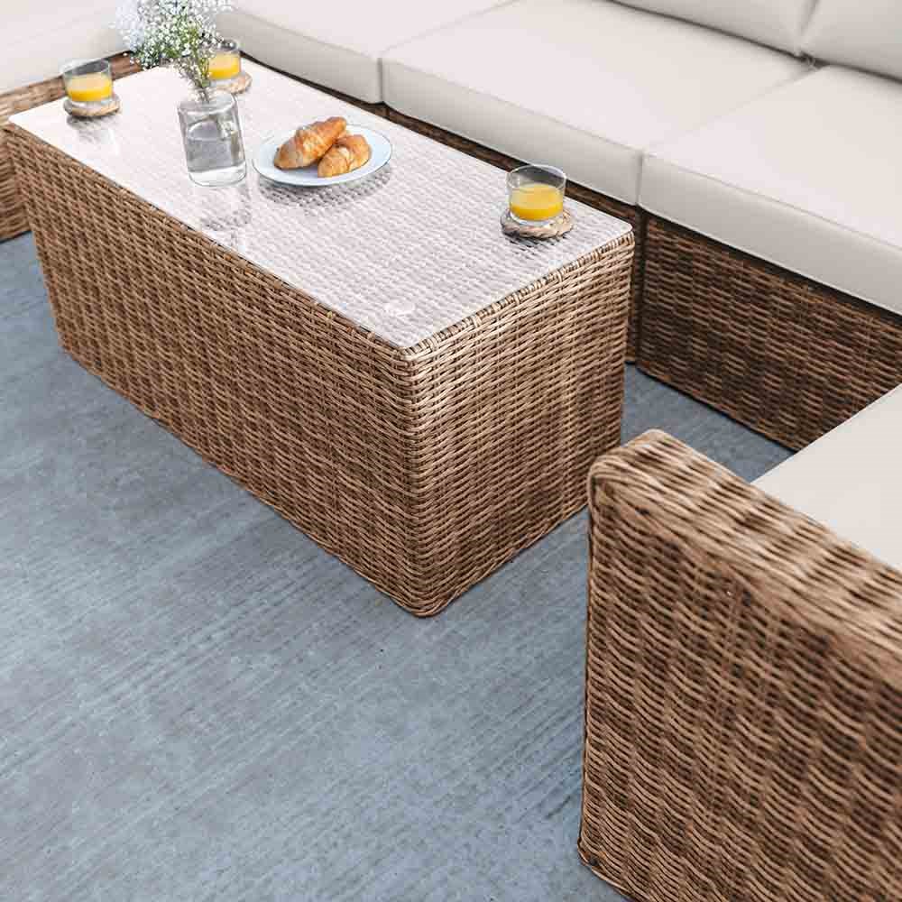 Luxury Rattan 'Iris' Garden Sofa Set w/ Box Coffee Table | Primrose Living