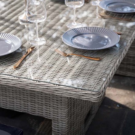 Luxury Rattan 6 Seater Sofa Set with Rising Table in Pebble | Primrose Living