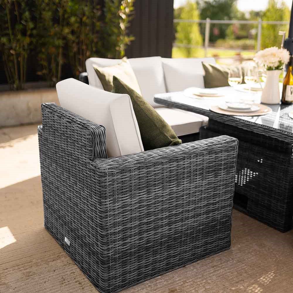Luxury Rattan 6 Seater Sofa Set with Rising Table in Stone | Primrose Living