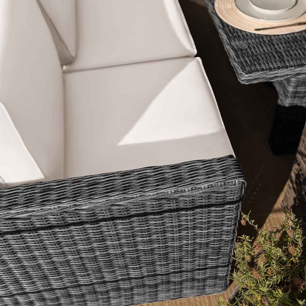 Luxury Rattan Iris Sofa Set w/ Rectangular Rising Table & Parasol in Stone