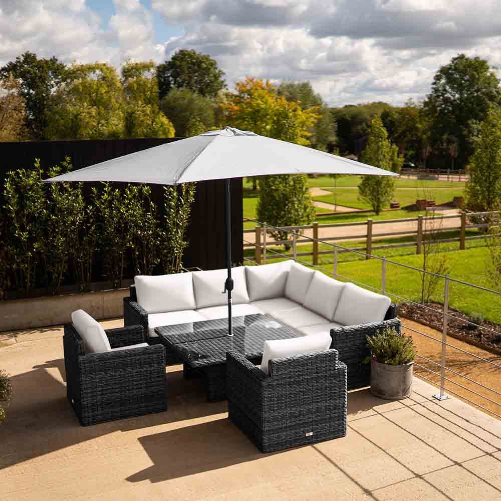 Buy Luxury Rattan 7 Seater Sofa Set with Square Table in Stone Primrose Living Delivery by Primrose