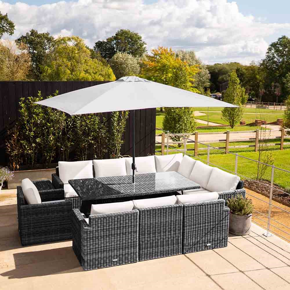 Luxury Rattan 'Iris' Sofa Set w/ Rectangular Table in Stone | Primrose Living