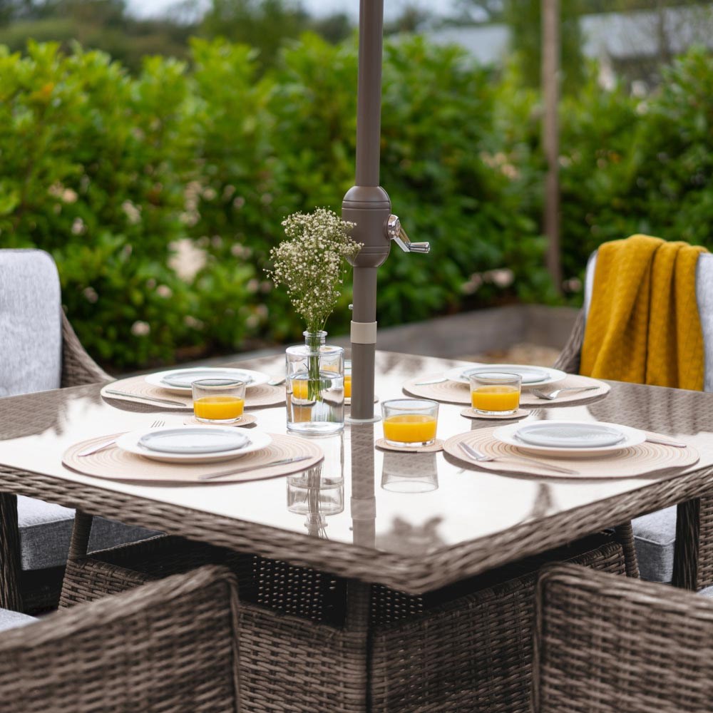 Luxury Rattan 4 Seater Square Dining Set in Natural | Primrose Living
