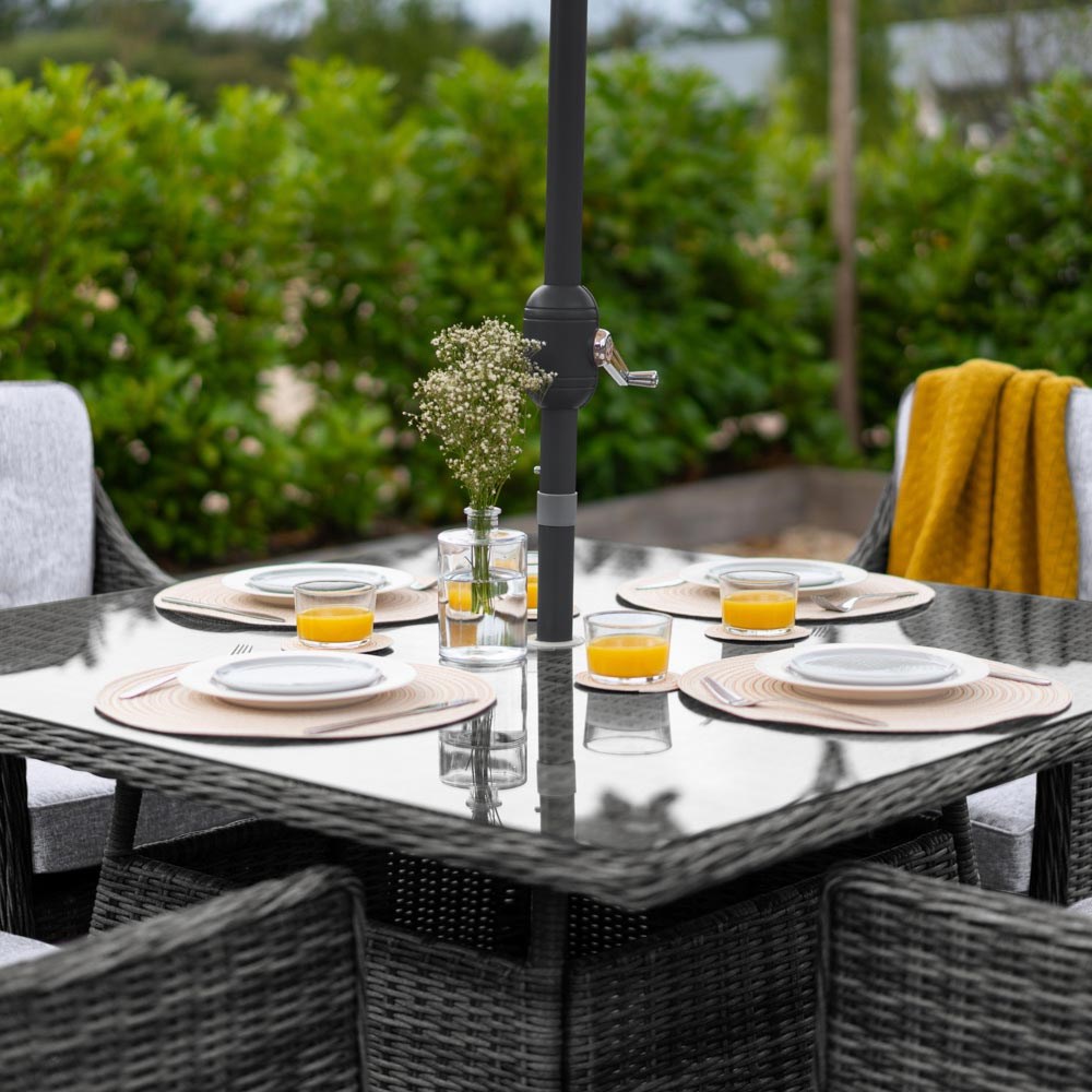 Luxury Rattan 4 Seater Square Dining Set in Stone | Primrose Living