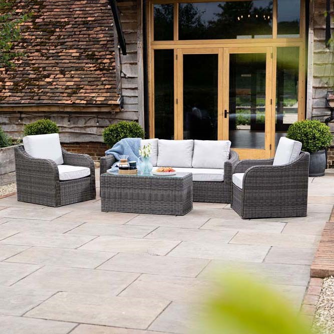 Luxury Rattan 5 Seater Sofa Set in Stone | Primrose Living