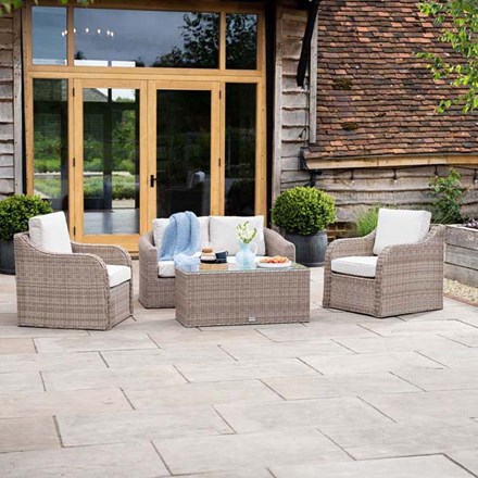 Luxury Rattan 'Peony' 4 Seater Garden Sofa Set w/ Coffee Table | Primrose Living