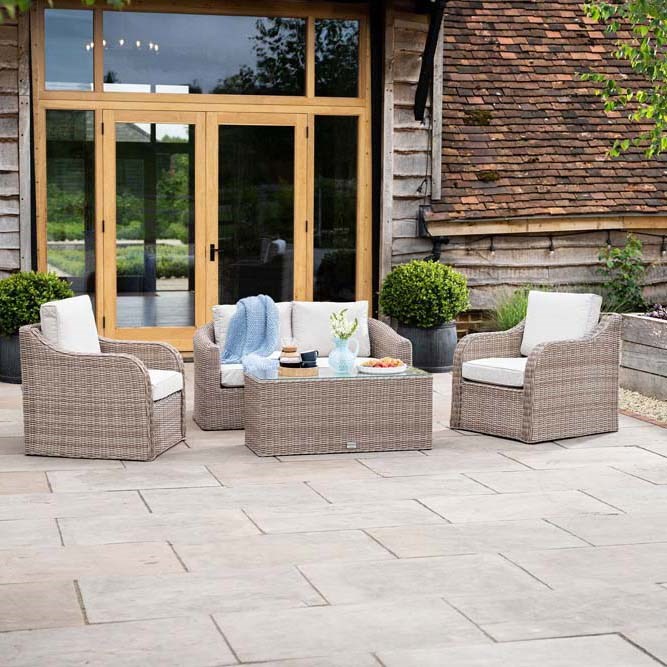 Luxury Rattan 'Peony' Garden Sofa Set w/ Coffee Table | Primrose Living