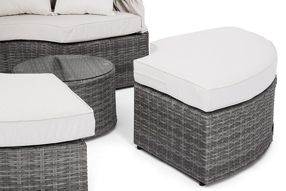 Classic Rattan Modular Daybed Sofa Set w/ Retractable Canopy | Primrose Living