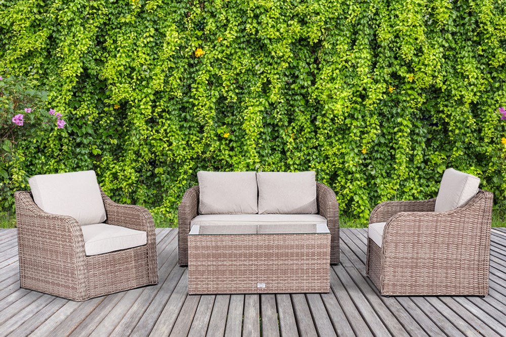 Classic Rattan 4 Seater Garden Sofa Set with Coffee Table by Primrose Living
