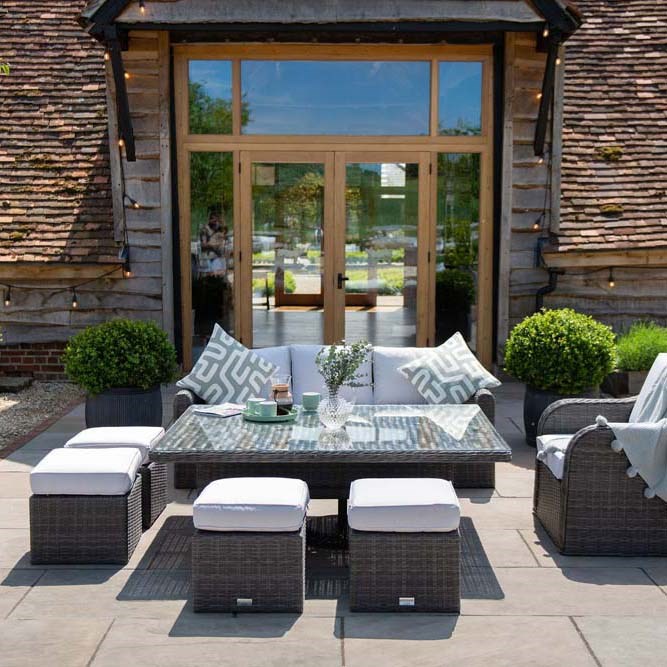 Classic Stone Rattan Sofa Set With Rising Table