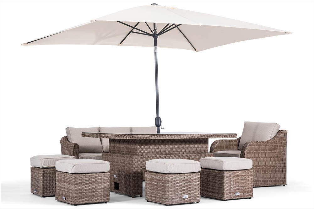 Classic Rattan 8 Seater Sofa Set with Rising Table in Natural | Primrose Living