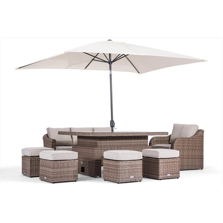 Classic Rattan 8 Seater Sofa Set with Rising Table in Natural | Primrose Living