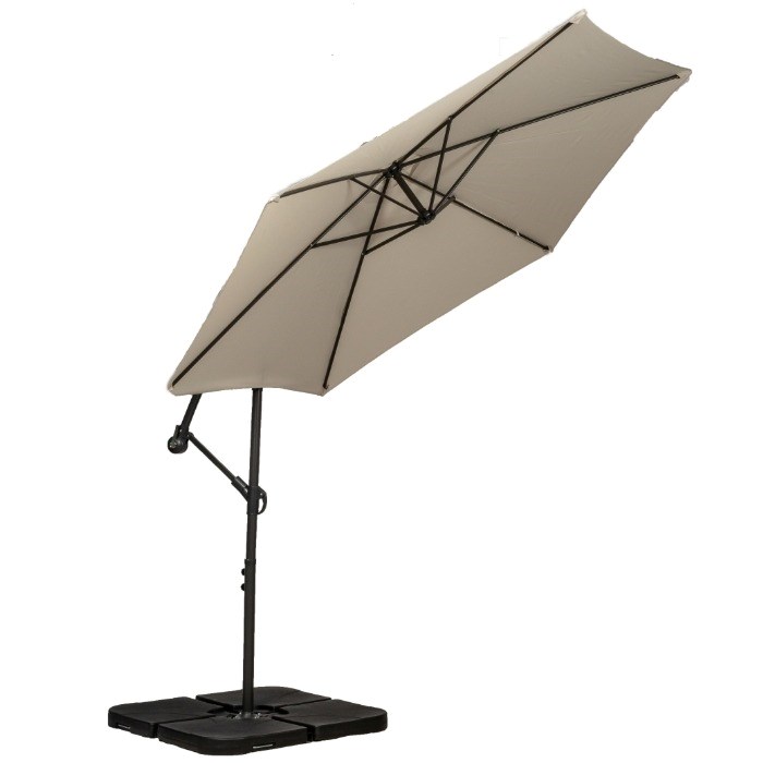 Ivory 3m Standard Cantilever Over Hanging Powder Coated Parasol with Cross Stand