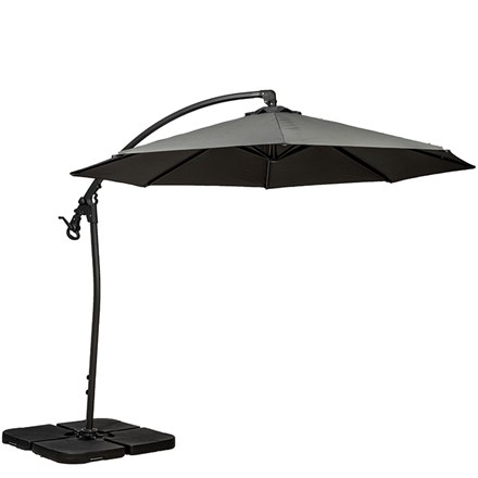 Grey 3m Deluxe Pedal Operated Rotational Cantilever Over Hanging Powder Coated Parasol | Cross Stand