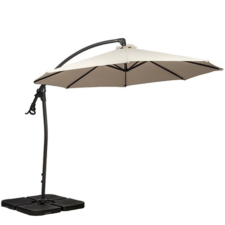 Ivory 3m Deluxe Pedal Operated Rotational Cantilever Overhanging Powder Coated Parasol | Cross Stand