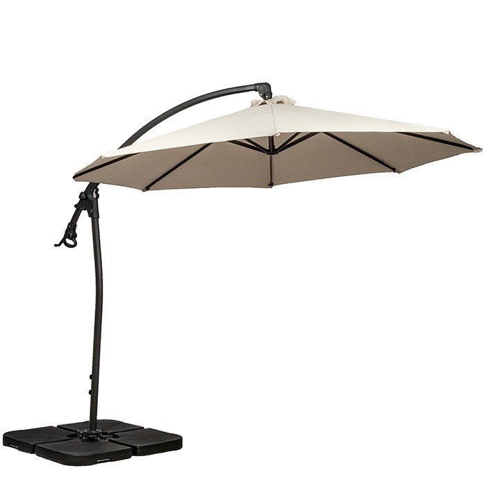 Deluxe Pedal Operated Rotational Cantilever Over Hanging Parasol w/ Cross Stand